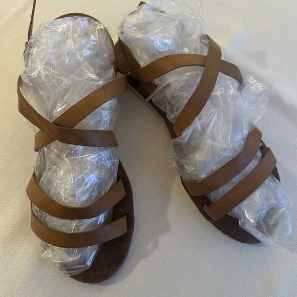 🎁Bundle 4 Free! 1st Kiss Strappy Camel Brown Sandals Size 8 - Picture 8 of 9